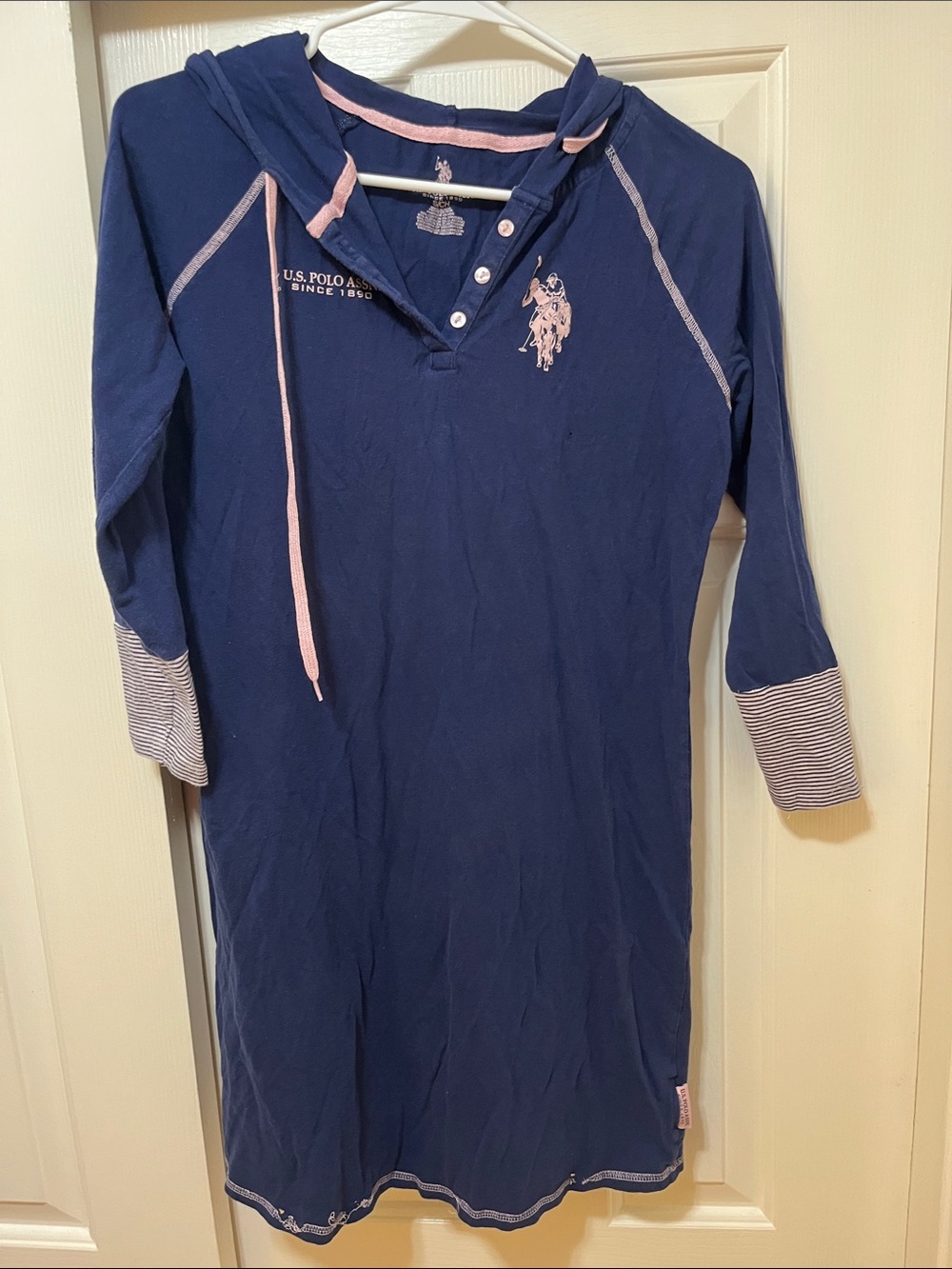 U.S. Polo Assn. Navy Hooded Tunic with Light Pink Accents